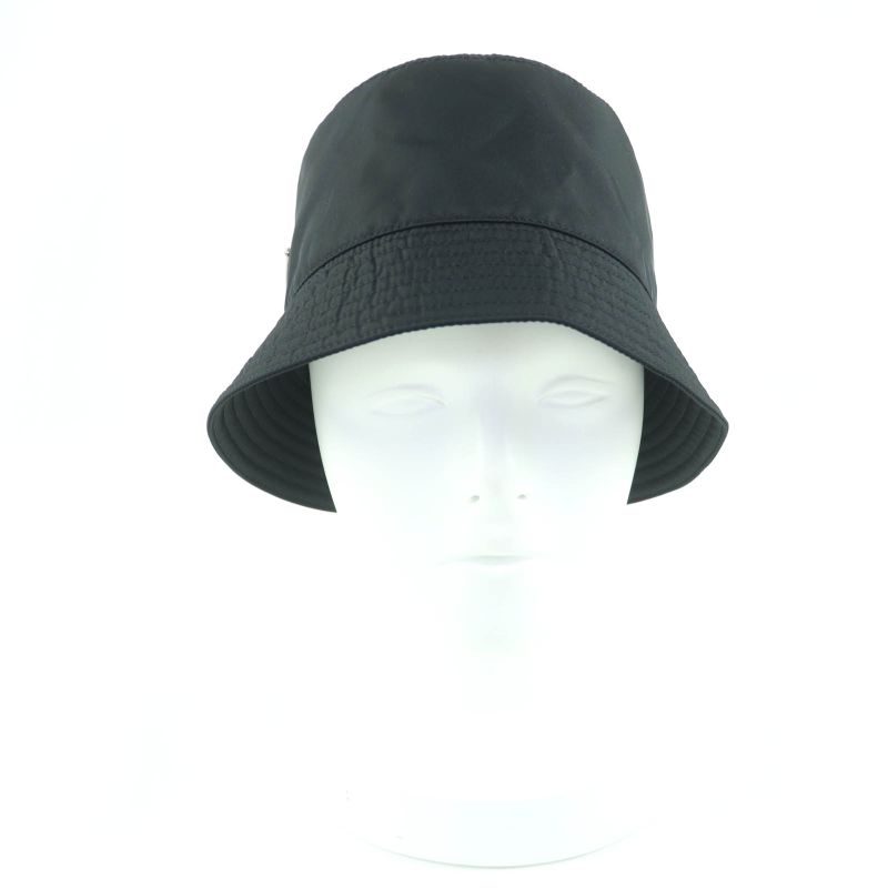 Prada 2hc137 Re-nylon Triangle Logo Plate Triangle Plate Bucket Hat Black M
