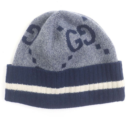 Gucci 676827 100% Cashmere GG Logo Allover Patterned Beanie Woven Cap Knit Cap