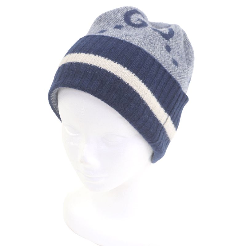 Gucci 676827 100% Cashmere GG Logo Allover Patterned Beanie Woven Cap Knit Cap