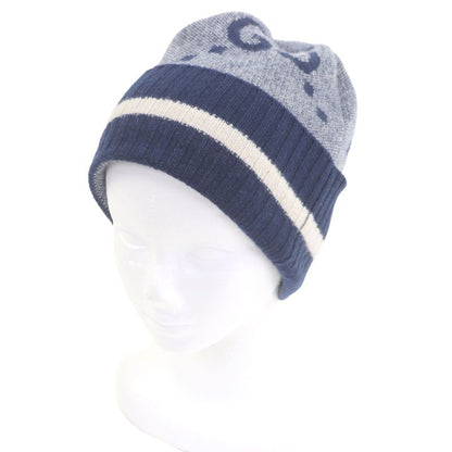 Gucci 676827 100% Cashmere GG Logo Allover Patterned Beanie Woven Cap Knit Cap