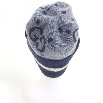 Gucci 676827 100% Cashmere GG Logo Allover Patterned Beanie Woven Cap Knit Cap