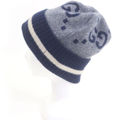 Gucci 676827 100% Cashmere GG Logo Allover Patterned Beanie Woven Cap Knit Cap