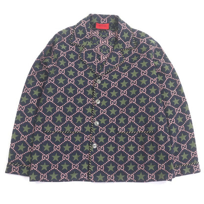 Gucci 576610 100% Cotton GG Logo Star Allover Single Tailored Jacket Bleather