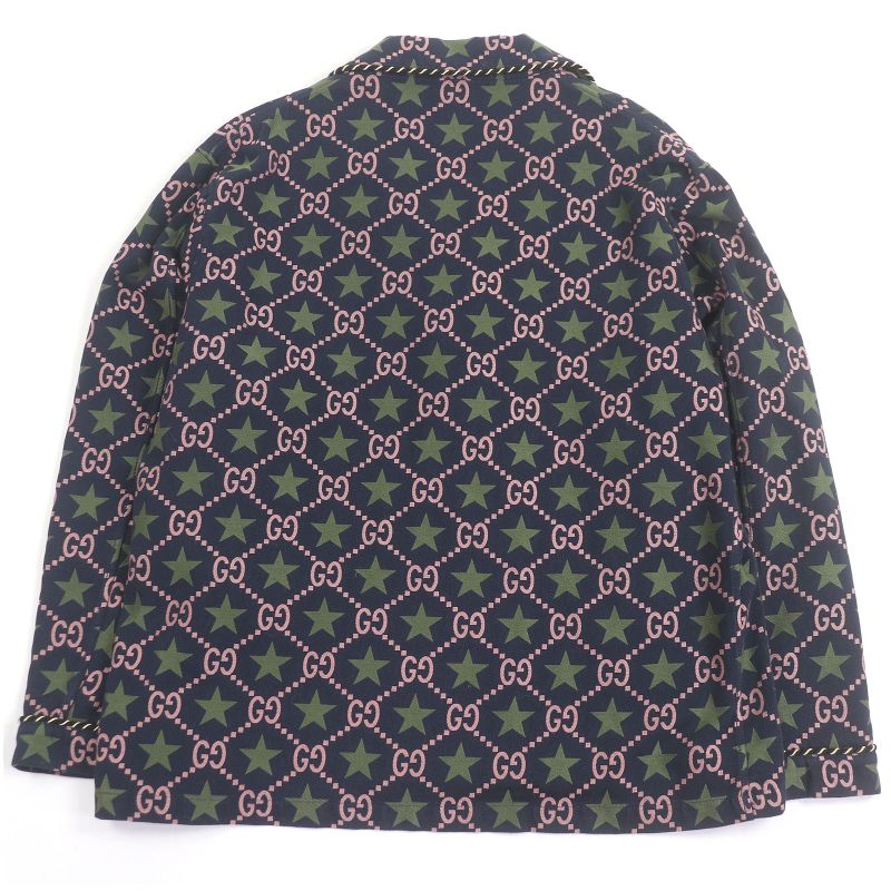 Gucci 576610 100% Cotton GG Logo Star Allover Single Tailored Jacket Bleather