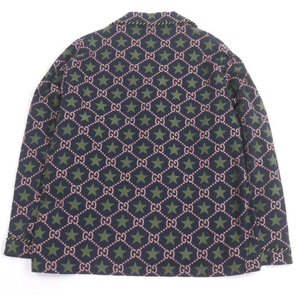 Gucci 576610 100% Cotton GG Logo Star Allover Single Tailored Jacket Bleather