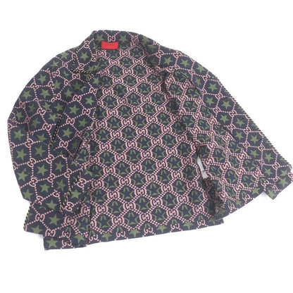 Gucci 576610 100% Cotton GG Logo Star Allover Single Tailored Jacket Bleather