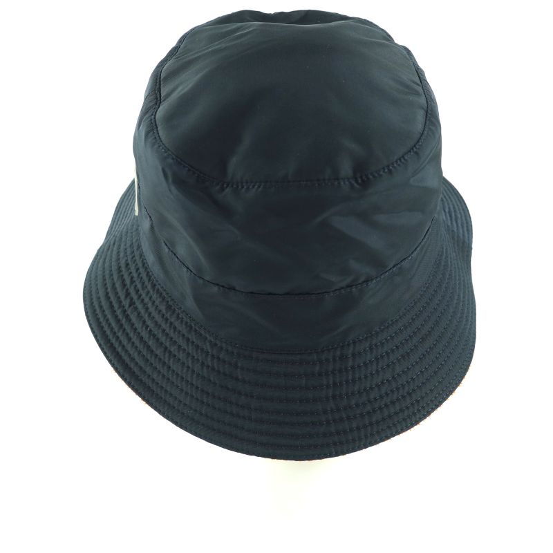 Hermes 100% Cotton Lined Pile Crudocell Bucket Hat Dark Navy Orange 58 Made In
