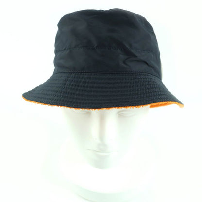 Hermes 100% Cotton Lined Pile Crudocell Bucket Hat Dark Navy Orange 58 Made In
