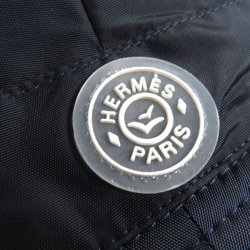 Hermes 100% Cotton Lined Pile Crudocell Bucket Hat Dark Navy Orange 58 Made In