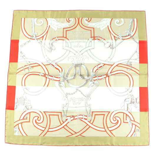 Hermes Carré 90 Imperial And Bayadere 100% Silk Scarf Red Ivory Beige With Box