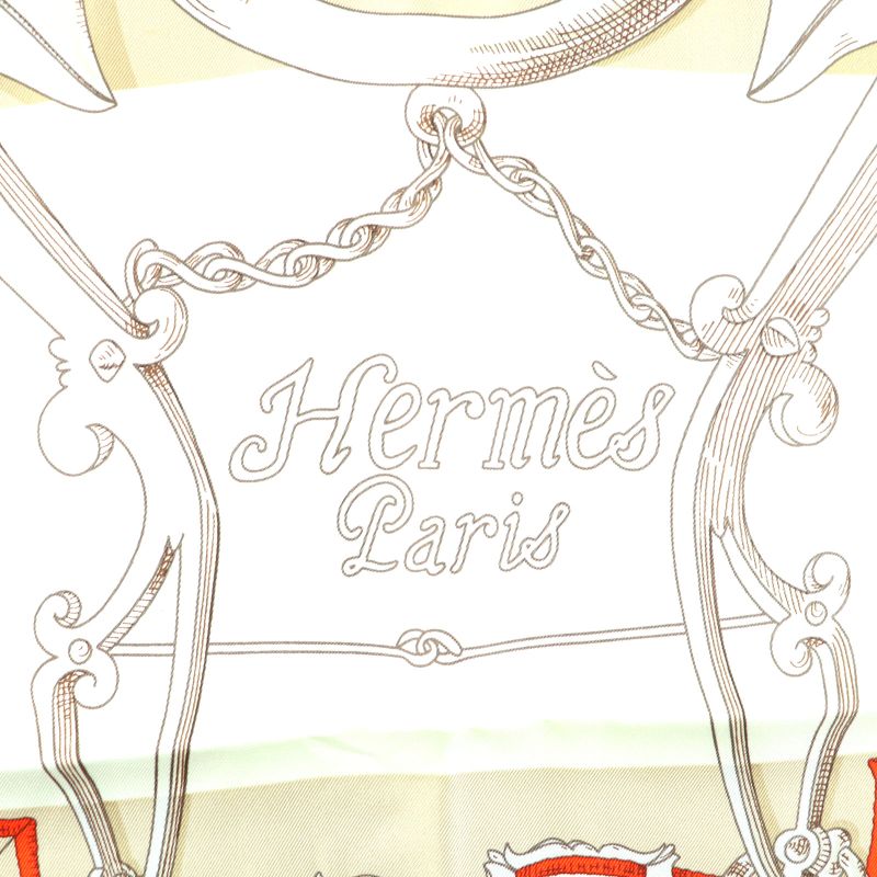 Hermes Carré 90 Imperial And Bayadere 100% Silk Scarf Red Ivory Beige With Box