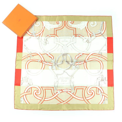 Hermes Carré 90 Imperial And Bayadere 100% Silk Scarf Red Ivory Beige With Box