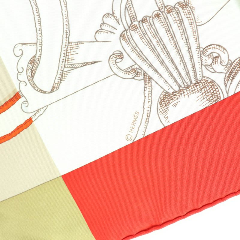 Hermes Carré 90 Imperial And Bayadere 100% Silk Scarf Red Ivory Beige With Box