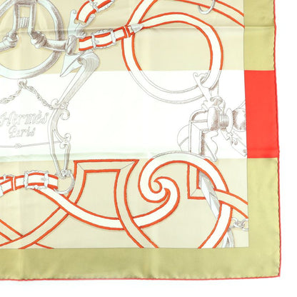 Hermes Carré 90 Imperial And Bayadere 100% Silk Scarf Red Ivory Beige With Box