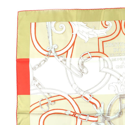 Hermes Carré 90 Imperial And Bayadere 100% Silk Scarf Red Ivory Beige With Box