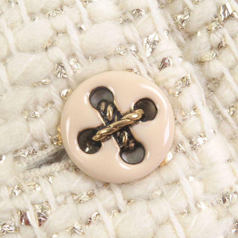 Gucci 643287 Wool Double Breasted Tweed Jacket Ivory Gold 48/ Rare Size Made