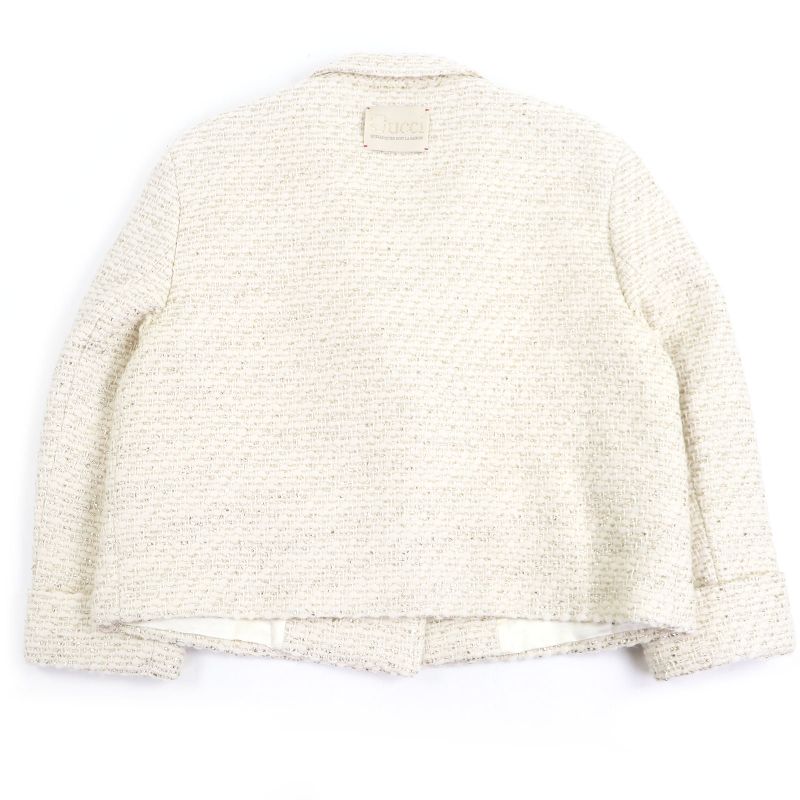 Gucci 643287 Wool Double Breasted Tweed Jacket Ivory Gold 48/ Rare Size Made