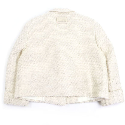 Gucci 643287 Wool Double Breasted Tweed Jacket Ivory Gold 48/ Rare Size Made