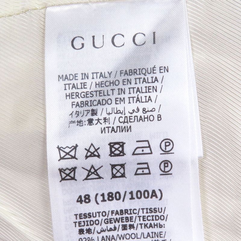 Gucci 643287 Wool Double Breasted Tweed Jacket Ivory Gold 48/ Rare Size Made