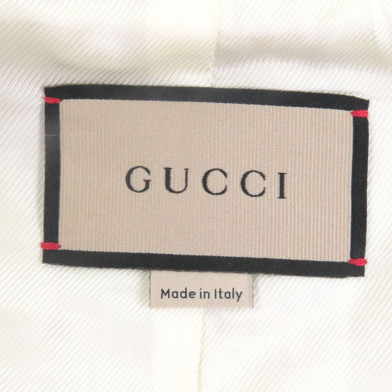 Gucci 643287 Wool Double Breasted Tweed Jacket Ivory Gold 48/ Rare Size Made