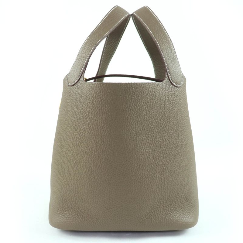 Hermes Picotin Lock MM22 Taurillon Clemence Etoupe Gold Hardware Handbag