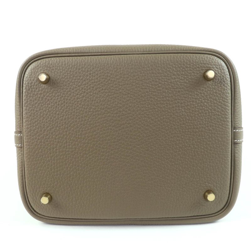 Hermes Picotin Lock MM22 Taurillon Clemence Etoupe Gold Hardware Handbag