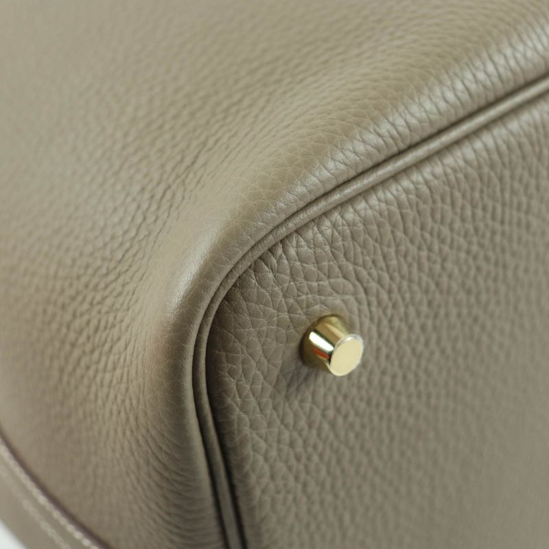 Hermes Picotin Lock MM22 Taurillon Clemence Etoupe Gold Hardware Handbag