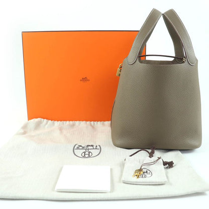Hermes Picotin Lock MM22 Taurillon Clemence Etoupe Gold Hardware Handbag
