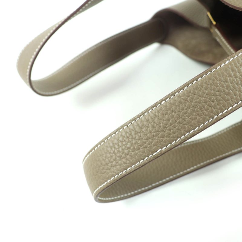 Hermes Picotin Lock MM22 Taurillon Clemence Etoupe Gold Hardware Handbag