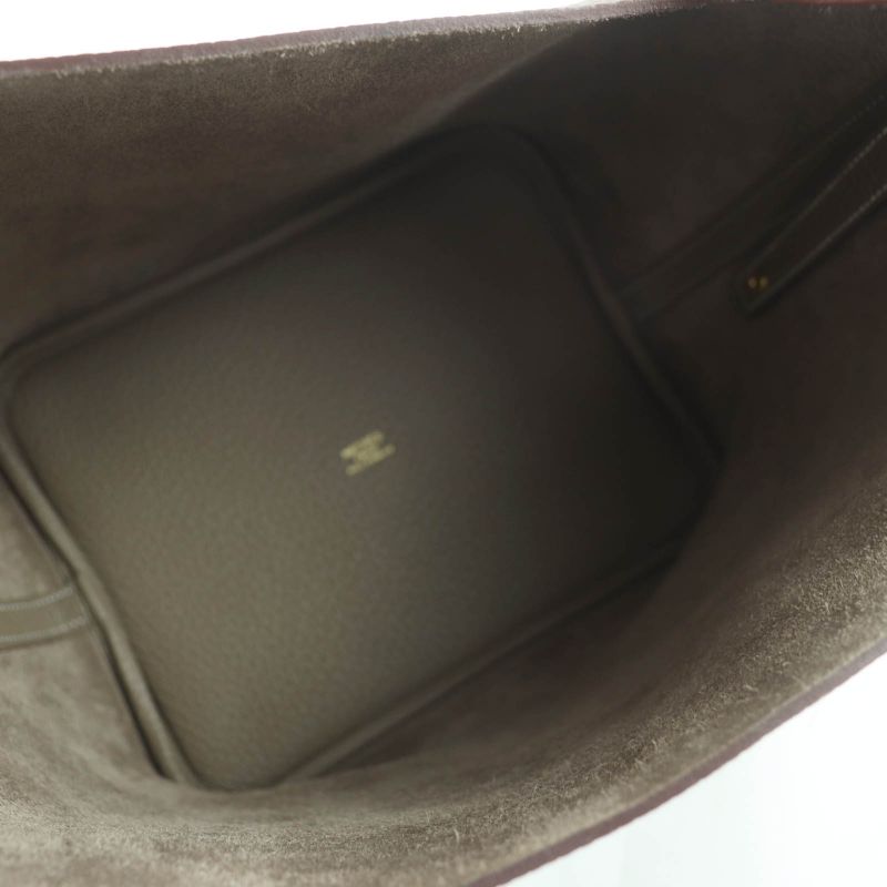 Hermes Picotin Lock MM22 Taurillon Clemence Etoupe Gold Hardware Handbag