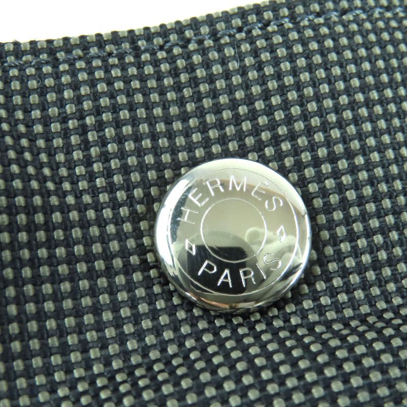 Hermes Airline MM Serie Hardware Canvas Tote Handbag Gray Made In France Women