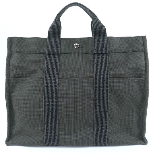 Hermes Airline MM Serie Hardware Canvas Tote Handbag Gray Made In France Women