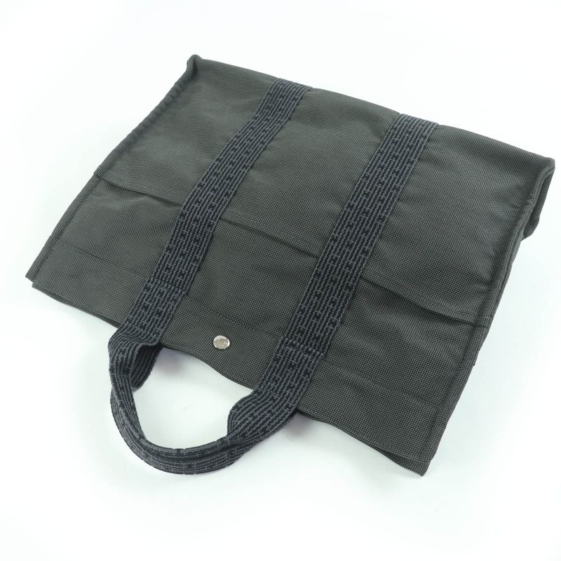 Hermes Airline MM Serie Hardware Canvas Tote Handbag Gray Made In France Women