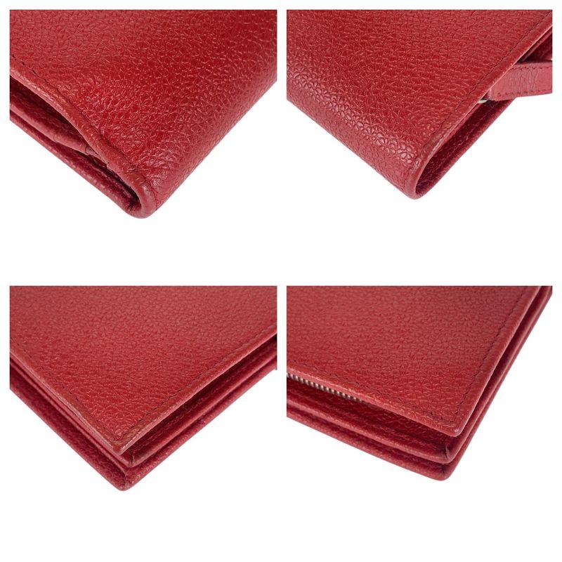 Bvlgari Bulgari Corole Red Silver Hardware Leather Long Wallet Ladies 505931