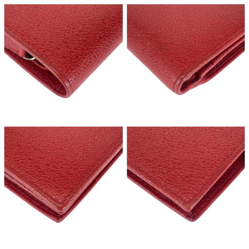 Bvlgari Bulgari Corole Red Silver Hardware Leather Long Wallet Ladies 505931