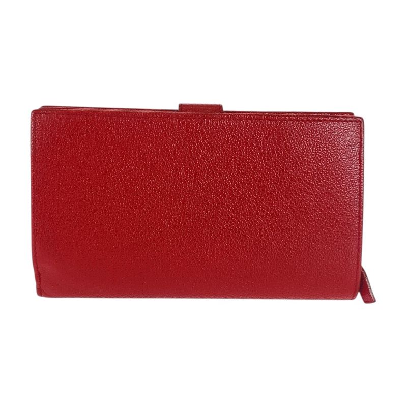 Bvlgari Bulgari Corole Red Silver Hardware Leather Long Wallet Ladies 505931