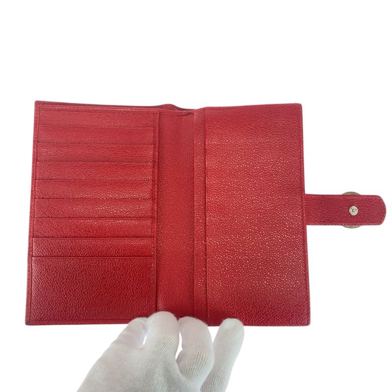 Bvlgari Bulgari Corole Red Silver Hardware Leather Long Wallet Ladies 505931