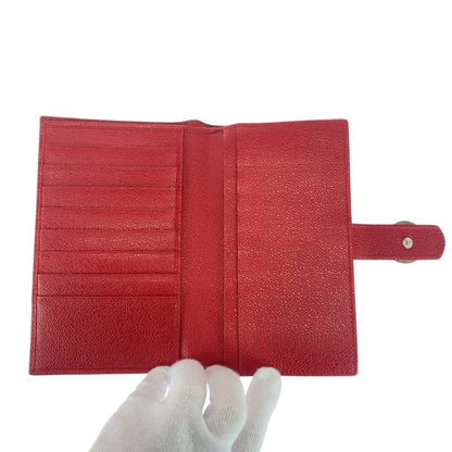 Bvlgari Bulgari Corole Red Silver Hardware Leather Long Wallet Ladies 505931