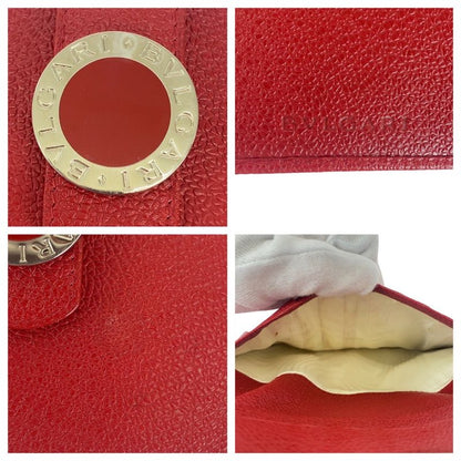 Bvlgari Bulgari Corole Red Silver Hardware Leather Long Wallet Ladies 505931