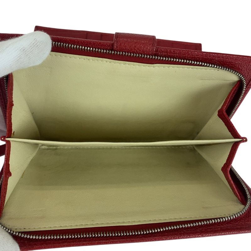 Bvlgari Bulgari Corole Red Silver Hardware Leather Long Wallet Ladies 505931