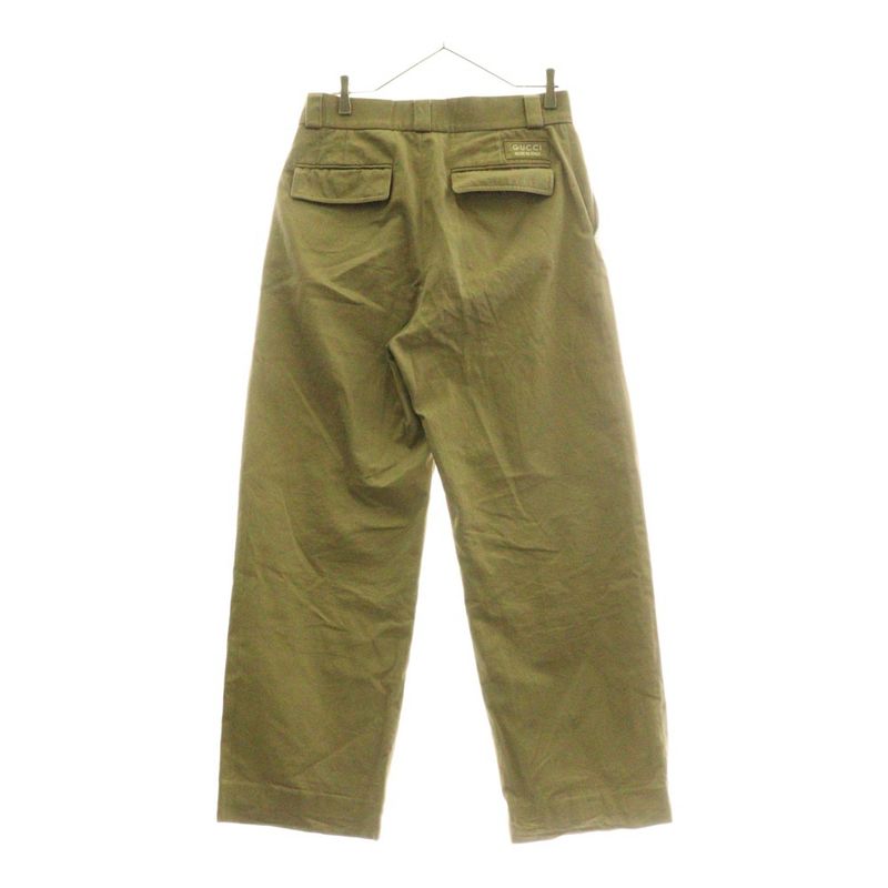 Gucci Logo Patch Wide Cargo Pants Beige 762309