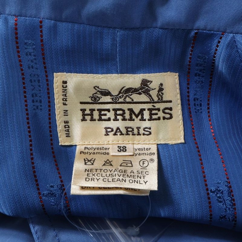 Hermes Flared Stencil Collar Coat Blue 800805ha