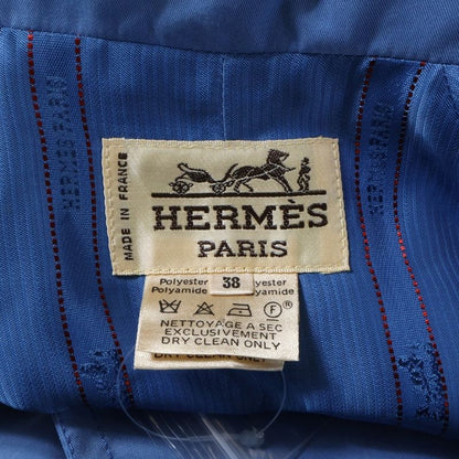 Hermes Flared Stencil Collar Coat Blue 800805ha