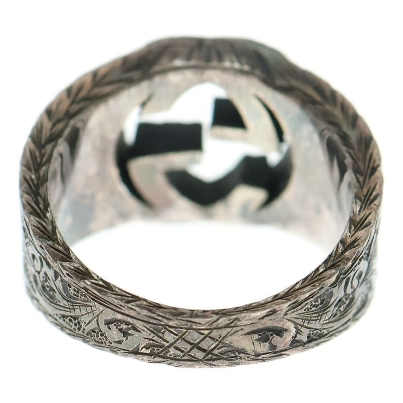 Gucci Interlocking G Arabesque Ring Silver