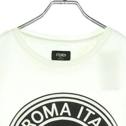 Fendi Front Circle Logo Crew Neck Short Sleeve T-shirt Cut And Sewn White Women