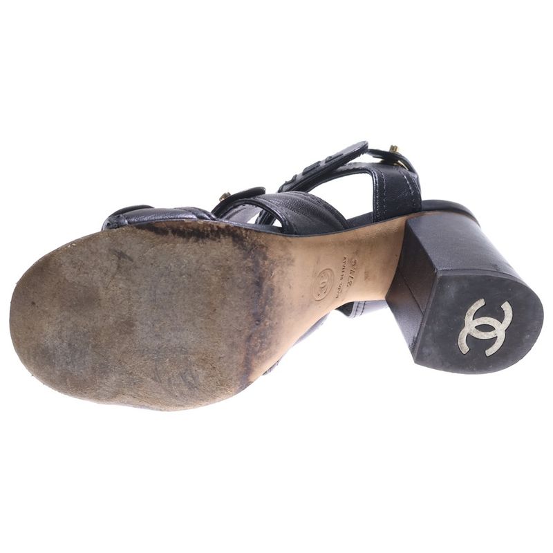 Chanel Coco Mark Turnlock Chunky Heels Black