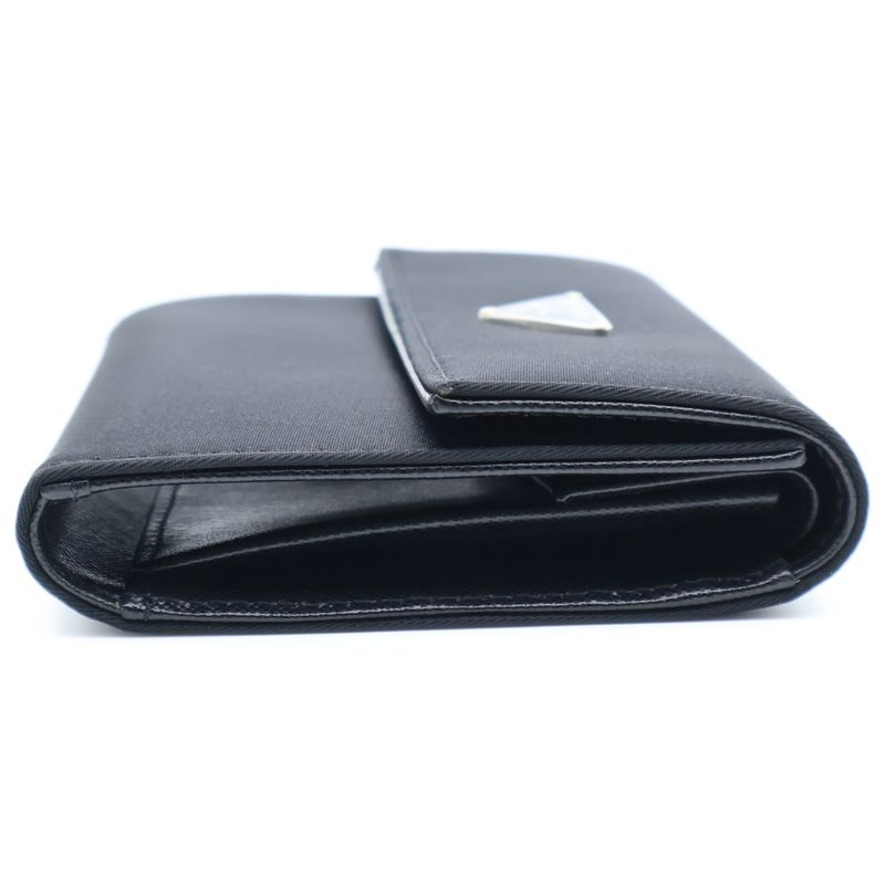 Prada Trifold Wallet Compact Wallet With Card Case Black Nylon And Leather M170