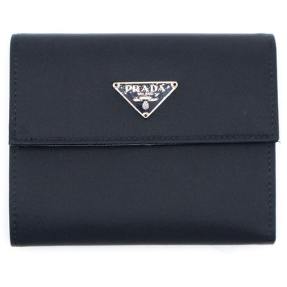 Prada Trifold Wallet Compact Wallet With Card Case Black Nylon And Leather M170