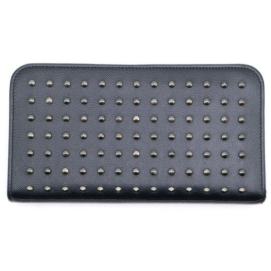 Saint Laurent Paris Studded Long Wallet Long Wallet Card Case Leather Black