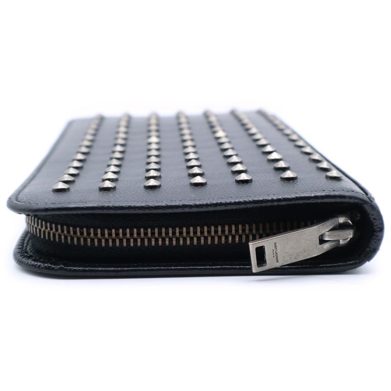 Saint Laurent Paris Studded Long Wallet Long Wallet Card Case Leather Black